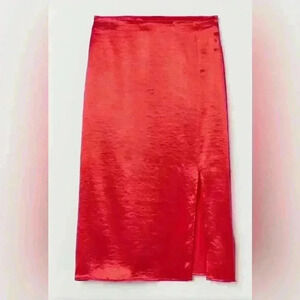 H&M Red Satin Skirt